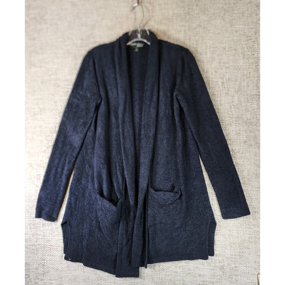 Barefoot Dreams CozyChic Lite Cardigan Womens M Black Open Front Soft Comfy